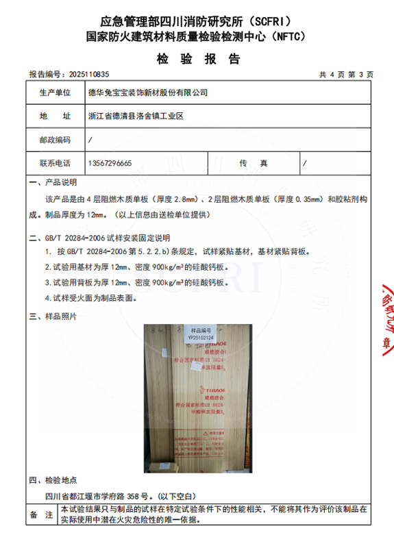 燃烧性能检测报告