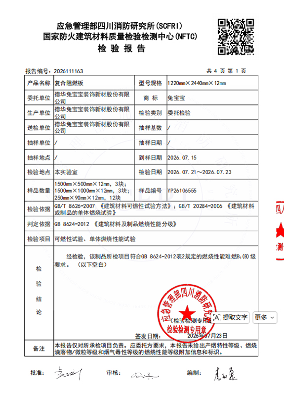 燃烧性能检测报告