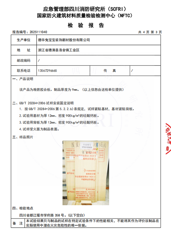 燃烧性能检测报告