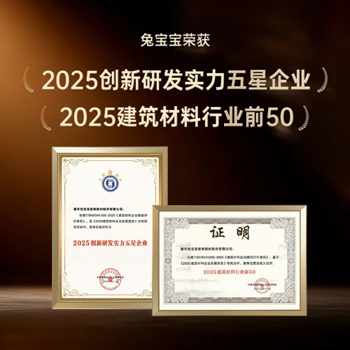 双誉加冕，擎领未来|兔宝宝荣膺“2025创新研发实力五星企业”及“2025建筑材料行业前50”