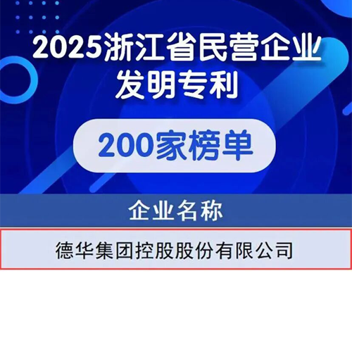 德华集团入选“2025浙江省民营企业发明专利200家”