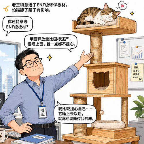 当我同事用兔宝宝板材给猫搭了座“宫殿”……