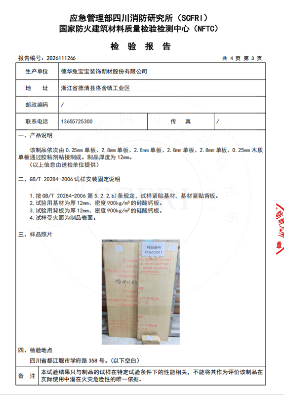 燃烧性能检测报告
